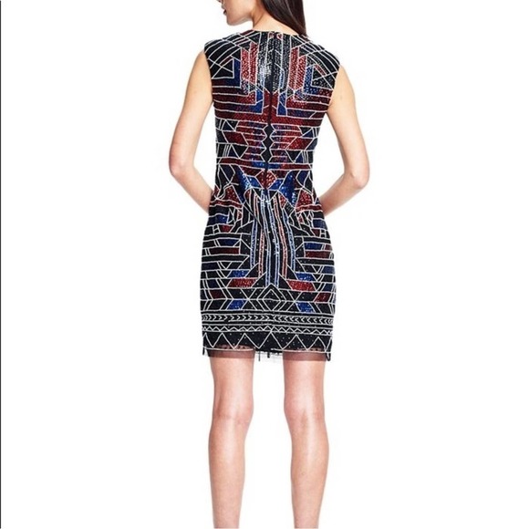 AIDAN MATTOX BEADED GEOMETRIC SLEEVELESS MINI SHEATH DRESS NWT WOMEN'S SIZE 8 - Picture 2 of 16